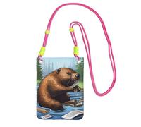 LKTPSKQRY Small Crossbody Bags for Women Cell Phone Bag Mini Sling Bag Busy Beaver Cartoon Phone Purses Cellphone Wallet