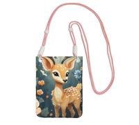 LKTPSKQRY Small Crossbody Bags for Women Cell Phone Bag Mini Sling Bag Cartoon Deer Flower Phone Purses Cellphone Wallet