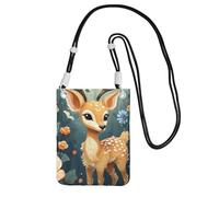 LKTPSKQRY Small Crossbody Bags for Women Cell Phone Bag Mini Sling Bag Cartoon Deer Flower Phone Purses Cellphone Wallet
