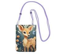 LKTPSKQRY Small Crossbody Bags for Women Cell Phone Bag Mini Sling Bag Cartoon Deer Flower Phone Purses Cellphone Wallet