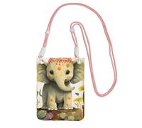 LKTPSKQRY Small Crossbody Bags for Women Cell Phone Bag Mini Sling Bag Cartoon Elephant with Plant Painting Phone Purses Cellphone Wallet