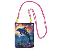 LKTPSKQRY Small Crossbody Bags for Women Cell Phone Bag Mini Sling Bag Colorful Starry Sky Ocean Dolphin Phone Purses Cellphone Wallet