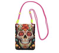 LKTPSKQRY Small Crossbody Bags for Women Cell Phone Bag Mini Sling Bag Colorful Sugar Skull Phone Purses Cellphone Wallet