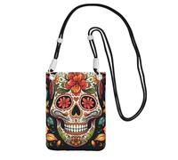 LKTPSKQRY Small Crossbody Bags for Women Cell Phone Bag Mini Sling Bag Colorful Sugar Skull Phone Purses Cellphone Wallet