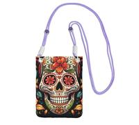 LKTPSKQRY Small Crossbody Bags for Women Cell Phone Bag Mini Sling Bag Colorful Sugar Skull Phone Purses Cellphone Wallet