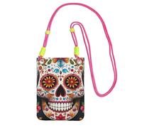 LKTPSKQRY Small Crossbody Bags for Women Cell Phone Bag Mini Sling Bag Colorful Sugar Skull Phone Purses Cellphone Wallet