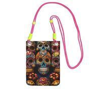 LKTPSKQRY Small Crossbody Bags for Women Cell Phone Bag Mini Sling Bag Colorful Sugar Skulls Phone Purses Cellphone Wallet
