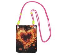 LKTPSKQRY Small Crossbody Bags for Women Cell Phone Bag Mini Sling Bag Fire Flowers and Heart Phone Purses Cellphone Wallet