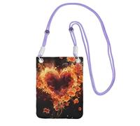 LKTPSKQRY Small Crossbody Bags for Women Cell Phone Bag Mini Sling Bag Fire Flowers and Heart Phone Purses Cellphone Wallet