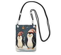 LKTPSKQRY Small Crossbody Bags for Women Cell Phone Bag Mini Sling Bag Merry Christmas Penguins Phone Purses Cellphone Wallet