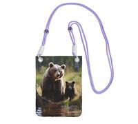 LKTPSKQRY Small Crossbody Bags for Women Cell Phone Bag Mini Sling Bag Mother Brown Bears Protect Cubs Phone Purses Cellphone Wallet