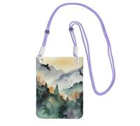 LKTPSKQRY Small Crossbody Bags for Women Cell Phone Bag Mini Sling Bag Mountain birds watercolor Phone Purses Cellphone Wallet