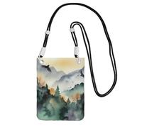 LKTPSKQRY Small Crossbody Bags for Women Cell Phone Bag Mini Sling Bag Mountain birds watercolor Phone Purses Cellphone Wallet