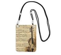 LKTPSKQRY Small Crossbody Bags for Women Cell Phone Bag Mini Sling Bag Music Notes on Old Paper Phone Purses Cellphone Wallet