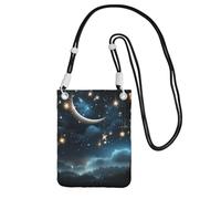 LKTPSKQRY Small Crossbody Bags for Women Cell Phone Bag Mini Sling Bag Nightsky Hanging Moon Stars Phone Purses Cellphone Wallet