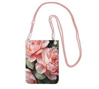 LKTPSKQRY Small Crossbody Bags for Women Cell Phone Bag Mini Sling Bag Peony Flowers Rose Phone Purses Cellphone Wallet