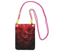 LKTPSKQRY Small Crossbody Bags for Women Cell Phone Bag Mini Sling Bag Red Rose Love Heart Phone Purses Cellphone Wallet