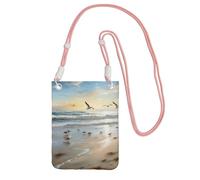 LKTPSKQRY Small Crossbody Bags for Women Cell Phone Bag Mini Sling Bag The Beach with Sea Birds Phone Purses Cellphone Wallet