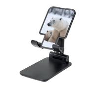 LKTPSKQRY Snow Animal Polar Bear Cell Phone Stand, Adjustable Angle Height Mobile Phone Holder for Desk,Folding Desktop Phone Stand, Portable Tablet Stand Compatible with 4.4"-6.3" Smartphone