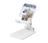 LKTPSKQRY Snow Animal Polar Bear Cell Phone Stand, Adjustable Angle Height Mobile Phone Holder for Desk,Folding Desktop Phone Stand, Portable Tablet Stand Compatible with 4.4"-6.3" Smartphone