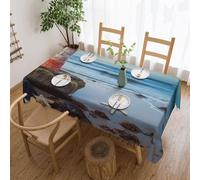 LKTPSKQRY Starfish Lighthouse Beach Rectangle Table Cloth, Waterproof Heavy Duty Tablecloths, Spill-Proof Tablecloth Washable Table Cover for Dining Camping Indoor Outdoor Table Cloths 137 x 183 cm