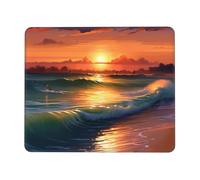 LKTPSKQRY Sunset Seaside Mouse Pad with Stitched Edge, Comfortable Mouse Pads with Non-Slip Rubber Base Gaming Mouse Mat Washable Mousepads Computers Laptop Desk Accessories for Office 7.9 x 9.5 in