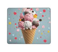 LKTPSKQRY Sweet Ice Cream Mouse Pad with Stitched Edge, Comfortable Mouse Pads with Non-Slip Rubber Base Gaming Mouse Mat Washable Mousepads Computers Laptop Desk Accessories for Office 7.9 x 9.5 in
