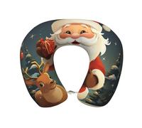LKTPSKQRY Travel Pillow Comfortable U Shape Memory Foam Neck Pillow Head Neck Support Portable Airplane Pillow Christmas Santa Claus Travel Neck Flight Pillow for Traveling Car Home Office