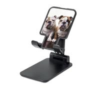 LKTPSKQRY Two Cute Bulldog Dogs Cell Phone Stand, Adjustable Angle Height Mobile Phone Holder for Desk,Folding Desktop Phone Stand, Portable Tablet Stand Compatible with 4.4"-6.3" Smartphone
