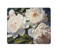LKTPSKQRY White Peony Mouse Pad with Stitched Edge, Comfortable Mouse Pads with Non-Slip Rubber Base Gaming Mouse Mat Washable Mousepads Computers Laptop Desk Accessories for Office 7 x 8.6 in