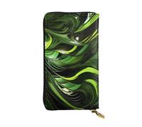 LKTPSKQRY Womens Wallet Leather Slim Wallet Long Card Holder Case Zip Clutch Abstract Green Snake Travel Purse
