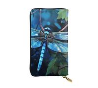 LKTPSKQRY Womens Wallet Leather Slim Wallet Long Card Holder Case Zip Clutch Art Blue Dragonfly Travel Purse