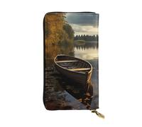 LKTPSKQRY Womens Wallet Leather Slim Wallet Long Card Holder Case Zip Clutch Boat at Lake Shore Travel Purse