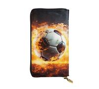 LKTPSKQRY Womens Wallet Leather Slim Wallet Long Card Holder Case Zip Clutch Burning Soccer Ball Travel Purse