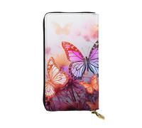 LKTPSKQRY Womens Wallet Leather Slim Wallet Long Card Holder Case Zip Clutch Color Butterfly Flower Travel Purse