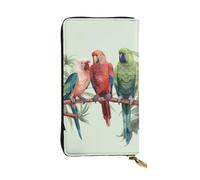 LKTPSKQRY Womens Wallet Leather Slim Wallet Long Card Holder Case Zip Clutch Colorful Parrots On Tree Travel Purse
