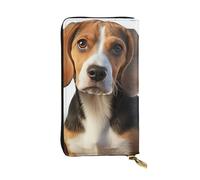 LKTPSKQRY Womens Wallet Leather Slim Wallet Long Card Holder Case Zip Clutch Cute Beagle Dog Travel Purse