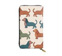 LKTPSKQRY Womens Wallet Leather Slim Wallet Long Card Holder Case Zip Clutch Cute Dachshound Dogs Travel Purse