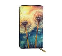 LKTPSKQRY Womens Wallet Leather Slim Wallet Long Card Holder Case Zip Clutch Dandelion DIY Drawing Paint Travel Purse
