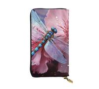 LKTPSKQRY Womens Wallet Leather Slim Wallet Long Card Holder Case Zip Clutch Flower and Blue Dragonfly Travel Purse