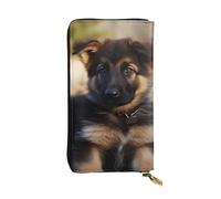 LKTPSKQRY Womens Wallet Leather Slim Wallet Long Card Holder Case Zip Clutch German Shepherd Puppy Travel Purse