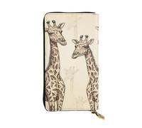 LKTPSKQRY Womens Wallet Leather Slim Wallet Long Card Holder Case Zip Clutch Hand Drawn Giraffes Travel Purse