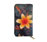 LKTPSKQRY Womens Wallet Leather Slim Wallet Long Card Holder Case Zip Clutch Hawaii Tropical Flower Travel Purse