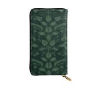 LKTPSKQRY Womens Wallet Leather Slim Wallet Long Card Holder Case Zip Clutch Hunter Green Floral Petals Pattern Travel Purse
