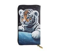 LKTPSKQRY Womens Wallet Leather Slim Wallet Long Card Holder Case Zip Clutch Little Tiger in Space Travel Purse