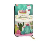 LKTPSKQRY Womens Wallet Leather Slim Wallet Long Card Holder Case Zip Clutch Llama Alpaca Cake Cactus Travel Purse