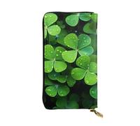 LKTPSKQRY Womens Wallet Leather Slim Wallet Long Card Holder Case Zip Clutch Many Green Clover Travel Purse