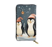 LKTPSKQRY Womens Wallet Leather Slim Wallet Long Card Holder Case Zip Clutch Merry Christmas Penguins Travel Purse