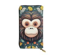 LKTPSKQRY Womens Wallet Leather Slim Wallet Long Card Holder Case Zip Clutch Monkey Pattern Travel Purse