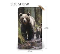 LKTPSKQRY Womens Wallet Leather Slim Wallet Long Card Holder Case Zip Clutch Mother Bear and Her Cubs Travel Purse